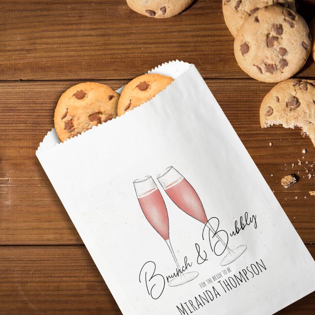 Blush Pink Brautparty Klassischer Brunch und Bubbl Geschenktütchen (Bridal shower brunch and bubbly pink champagne favor bag)