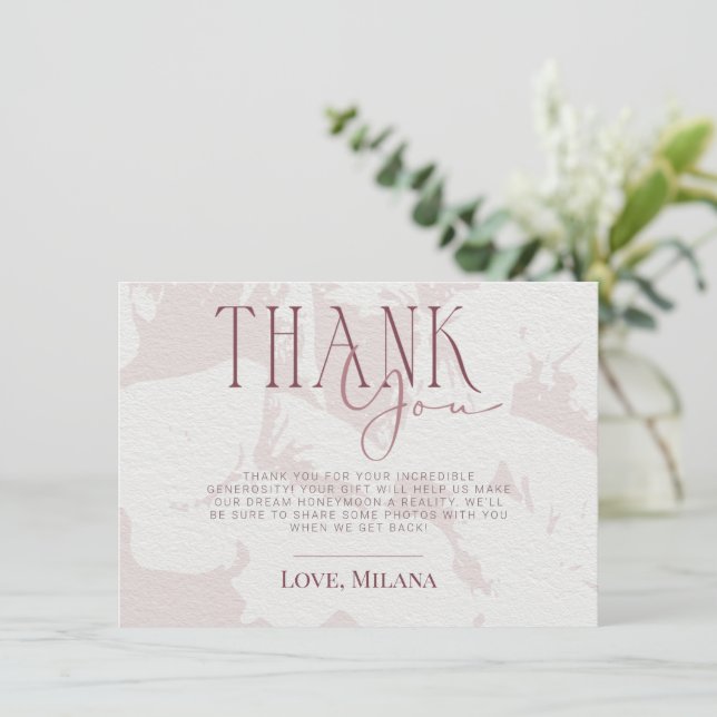 Blush Pink Brautparty Vielen Dank Einladung (Stehend Vorderseite)