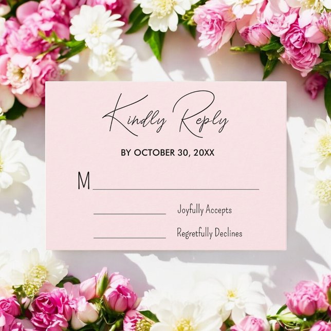 Blush Pink Brautparty Wedding RSVP Card (Von Creator hochgeladen)