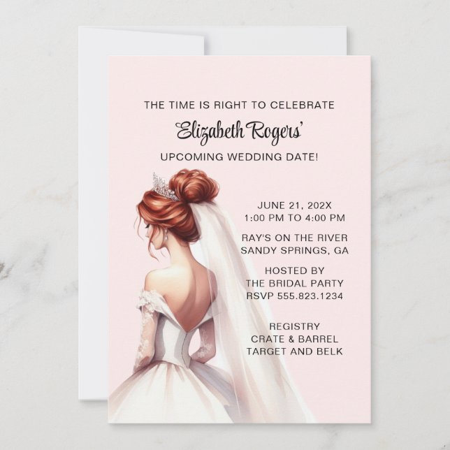 Blush Pink Bridal Dusche Einladung (Vorderseite)
