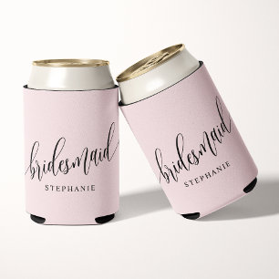 Blush Pink Bridesmaid Modernes Skript Dosenkühler