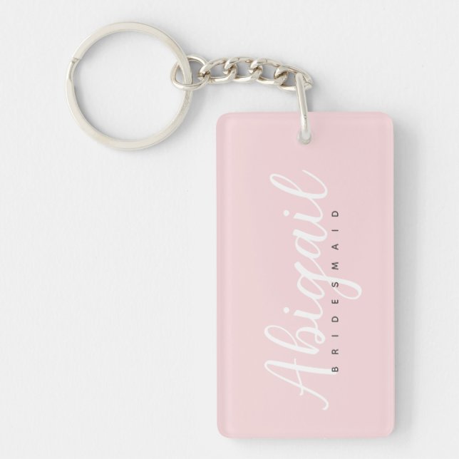 Blush Pink Bridesmaid Script Name Brautparty Schlüsselanhänger (Vorderseite)