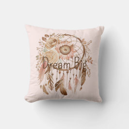 Blush Pink Brown Floral Dream Catcher Kissen