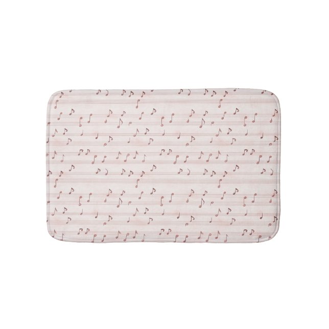 Blush Pink Brown Music Notes   Badematte (Vorderseite)