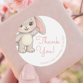 Blush Pink Bunny Girl Baby Dusche Danke Runder Aufkleber