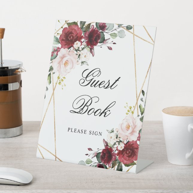 Blush Pink & Burgund Rose Duschbüchersignatur Sockelschild (In SItu)