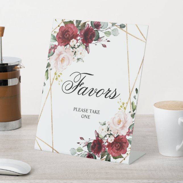 Blush Pink & Burgund Rose Duschfavoriten Schild (In SItu)