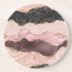 Blush Pink Burgundi Gold Black Glitzer Getränkeuntersetzer