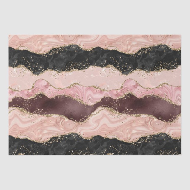 Blush Pink Burgundi Gold Black Glitzer Seidenpapier (Vorderseite)