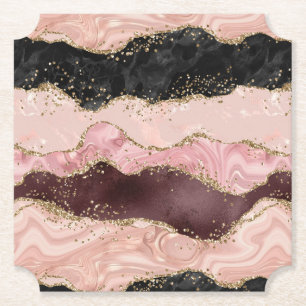Blush Pink Burgundi Gold Black Glitzer Untersetzer