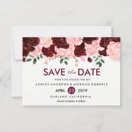 Blush Pink Burgundy Blume Hochzeit speichern das D Save The Date
