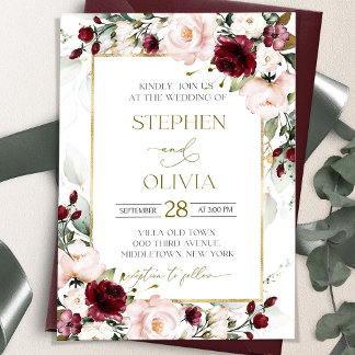 Blush Pink BURGUNDY Einladung Hochzeitsvorlage