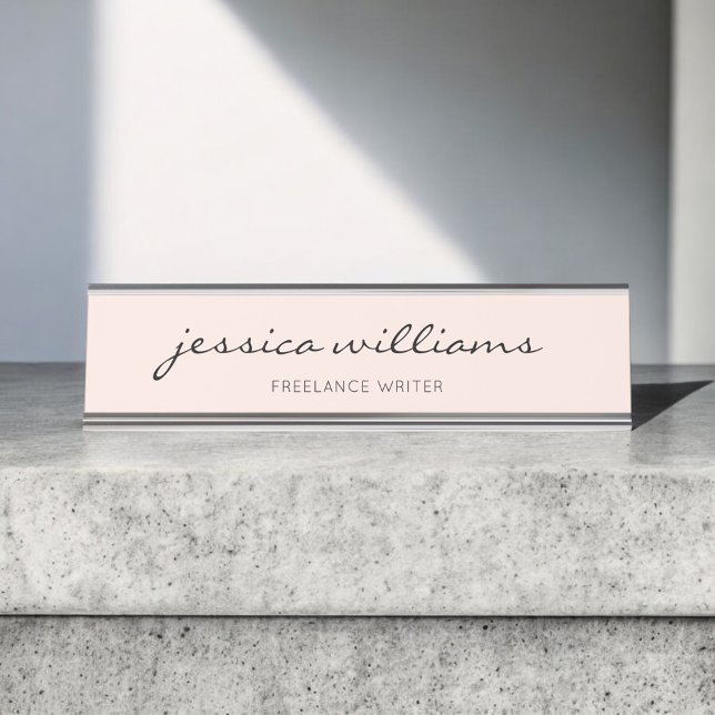 Blush Pink Calligraphy Girly Desk Name Plate Schreibtischnamensplakette (Von Creator hochgeladen)