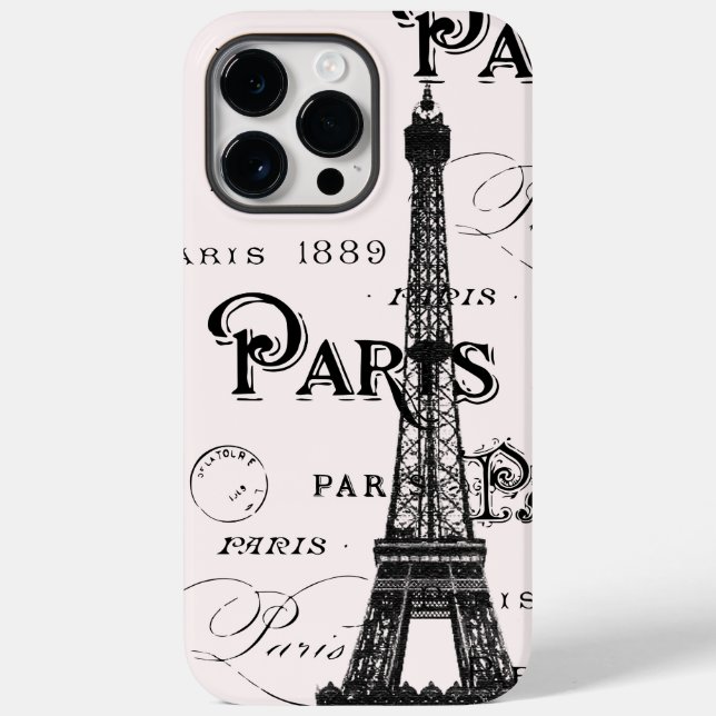 Blush Pink Calligraphy Paris Frankreich Eiffelturm Case-Mate iPhone Hülle (Rückseite)