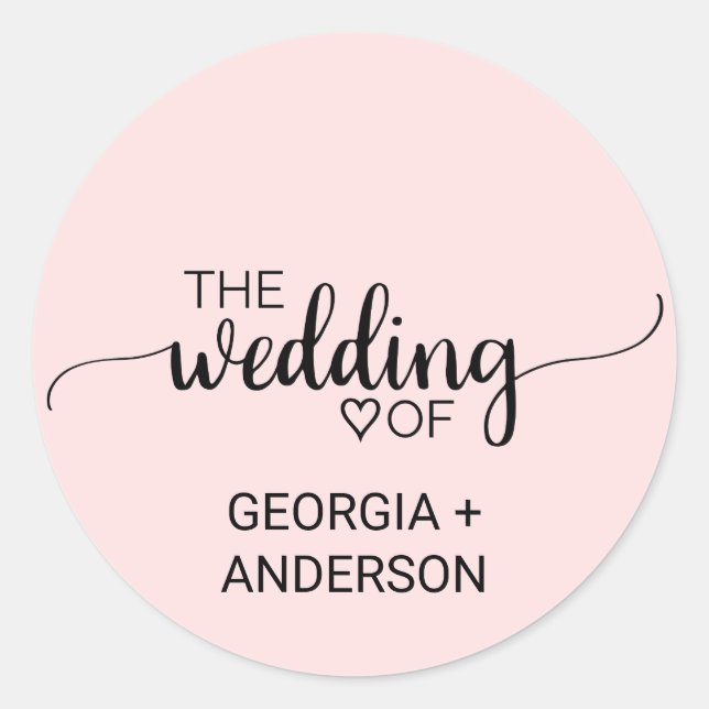 Blush Pink Calligraphy Wedding Umschlag Aufkleber (Vorderseite)