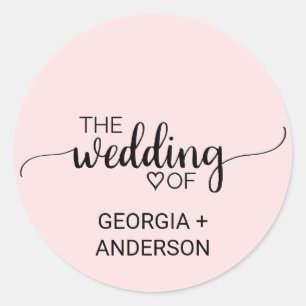 Blush Pink Calligraphy Wedding Umschlag Aufkleber