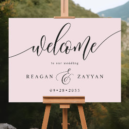 Blush Pink Calligraphy Wedding Willkommen