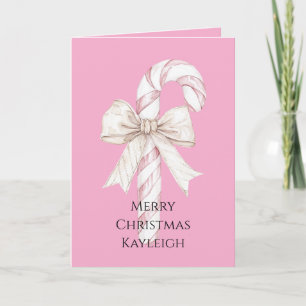 Blush Pink Candy Cane Weihnachten Karte
