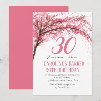 Blush Pink Cherry Blossom 30. Geburtstag Bloral Einladung