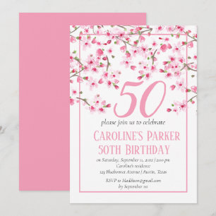 Blush Pink Cherry Blossom 50. Geburtstag Bloral Einladung