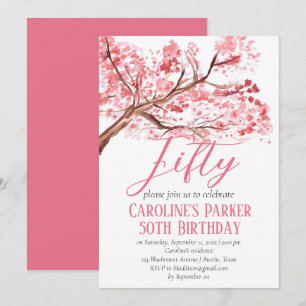 Blush Pink Cherry Blossom 50. Geburtstag Bloral Einladung