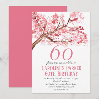 Blush Pink Cherry Blossom 60. Geburtstag Bloral Einladung