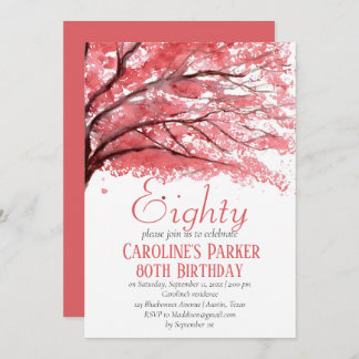 Blush Pink Cherry Blossom 80. Geburtstag Bloral Einladung
