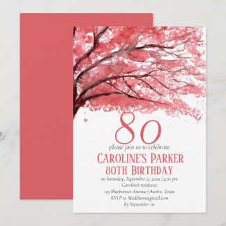 Blush Pink Cherry Blossom 80. Geburtstag Bloral Einladung