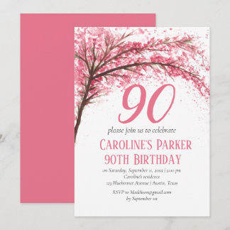 Blush Pink Cherry Blossom 90. Geburtstag Bloral Einladung