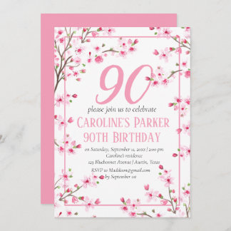Blush Pink Cherry Blossom 90. Geburtstag Bloral Einladung