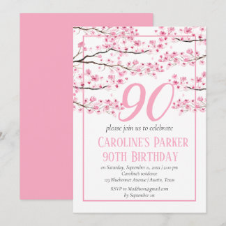 Blush Pink Cherry Blossom 90. Geburtstag Bloral Einladung