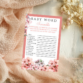 Blush Pink Cherry Blossom Baby Word Scramble Flyer