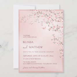 Blush Pink Cherry Blossom | Photo Casual Wedding Einladung
