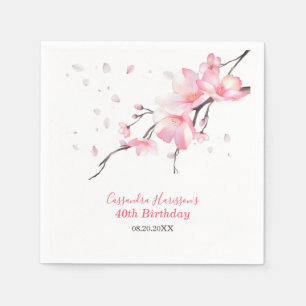 Blush Pink Cherry Blossom Sakura Floral Geburtstag Serviette