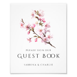Blush Pink Cherry Blossom Wedding Guest Book Sign Fotodruck