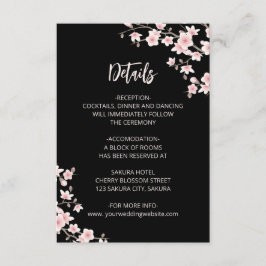 Blush Pink Cherry Blossoms Black Wedding Details Begleitkarte
