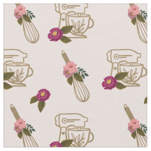 Blush Pink Chic Floral Whisk & Stand Mixer Muster Stoff