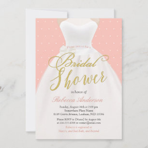 Blush Pink Chic Gold Wedding Dress Brautparty Einladung