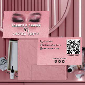 Blush Pink Chic Lashes Brows Makeup Artist QR Code Visitenkarte