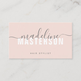 Blush Pink Chic Moderne Monogram Script-Signatur Visitenkarte
