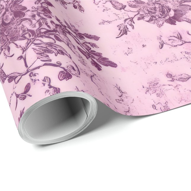Blush Pink Chinoiserie Dekoupage Geschenkpapier (Rolleneckpunkt)