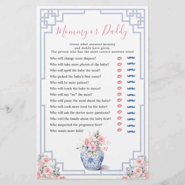 Blush Pink Chinoiserie Ginger Jar Mommy oder Daddy (Vorderseite)