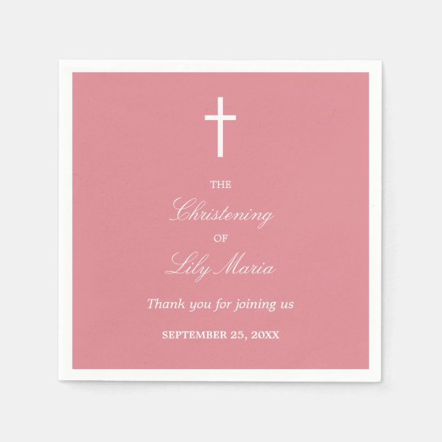 Blush Pink Christening Party Napkins Serviette (Vorderseite)