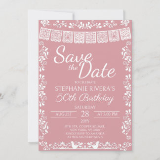 Blush Pink Cielito Lindo Save the Date Birthday Einladung