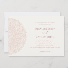 Blush Pink Classic Verziert Mandala Wedding Einlad Dankeskarte