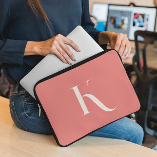Blush Pink Clean Simple Monogram Initial Name Laptopschutzhülle