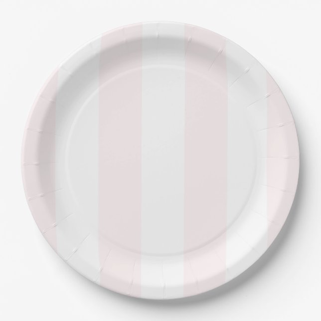 Blush Pink Coastal Cabana Stripes Birthday Pappteller (Vorderseite)
