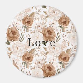Blush Pink Cocoa Brown Flowers Magnet