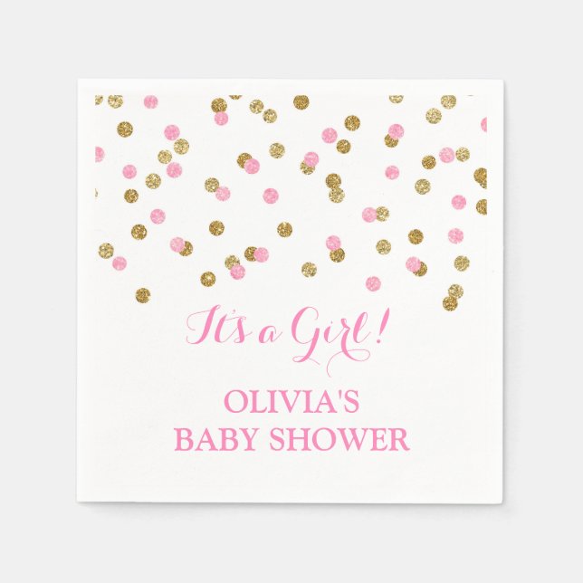 Blush Pink Confetti Baby Dusche Serviette (Vorderseite)