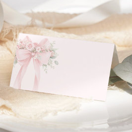 Blush Pink Coquette Bow Floral Platzkarte